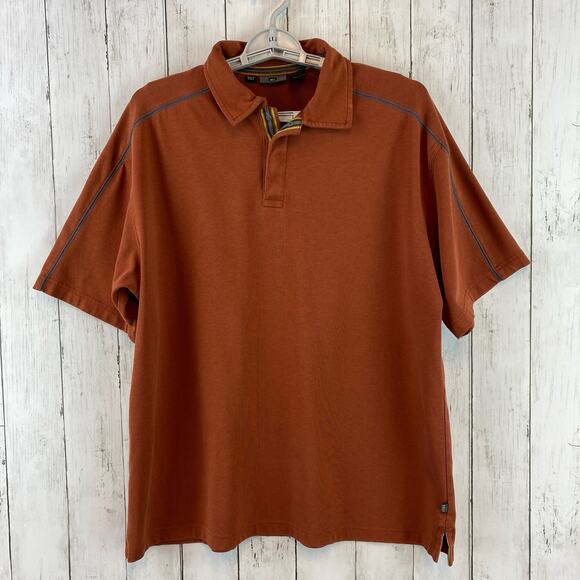 REI Orange Cotton Blend UPF 50+ Short Sleeve Outdoors Polo Shirt Size Large - Picture 1 of 11